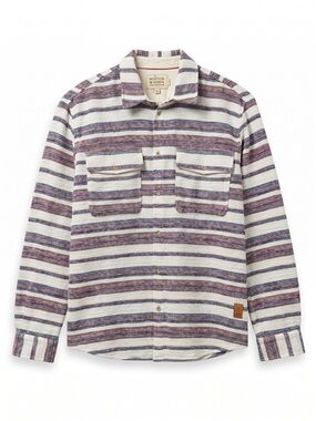 Scotch & Soda Men’s XL Plaid Shirt 100% Cotton Coastal Preppy Button Front White